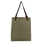 Gucci Vintage Sherry Line GG Logo Leather Tote Brown — view 3