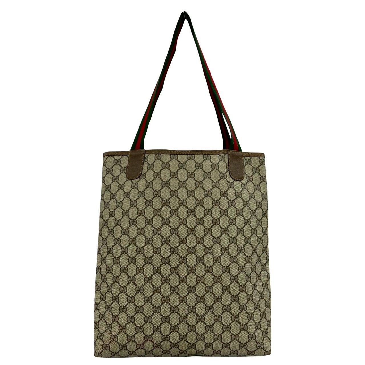 Gucci Vintage Sherry Line GG Logo Leather Tote Brown — view 3
