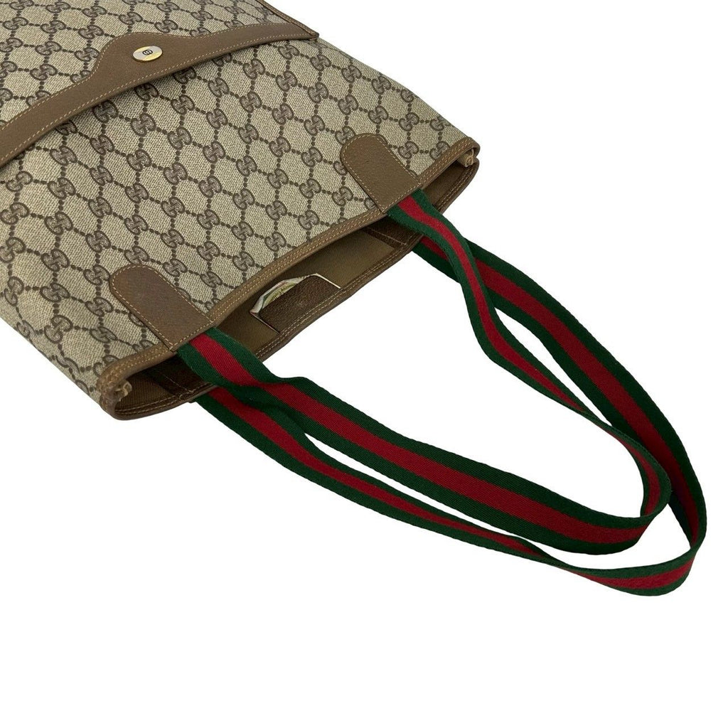 Gucci Vintage Sherry Line GG Logo Leather Tote Brown — view 4