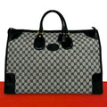 Gucci Vintage GG Pattern Logo Leather Boston Bag Navy