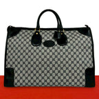 Gucci Vintage GG Pattern Logo Leather Boston Bag Navy