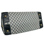 Gucci Vintage GG Pattern Logo Leather Boston Bag Navy — view 7