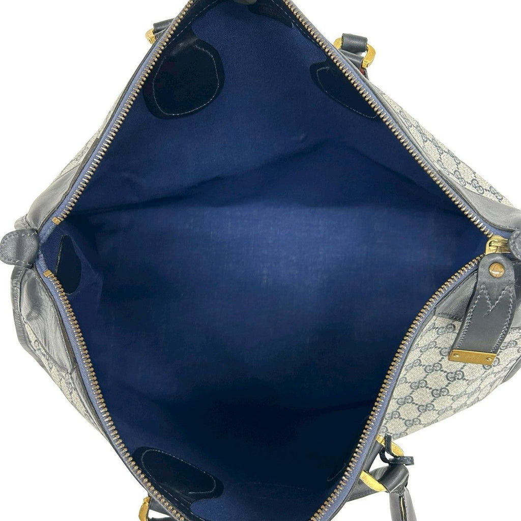 Gucci Vintage GG Pattern Logo Leather Boston Bag Navy — view 9