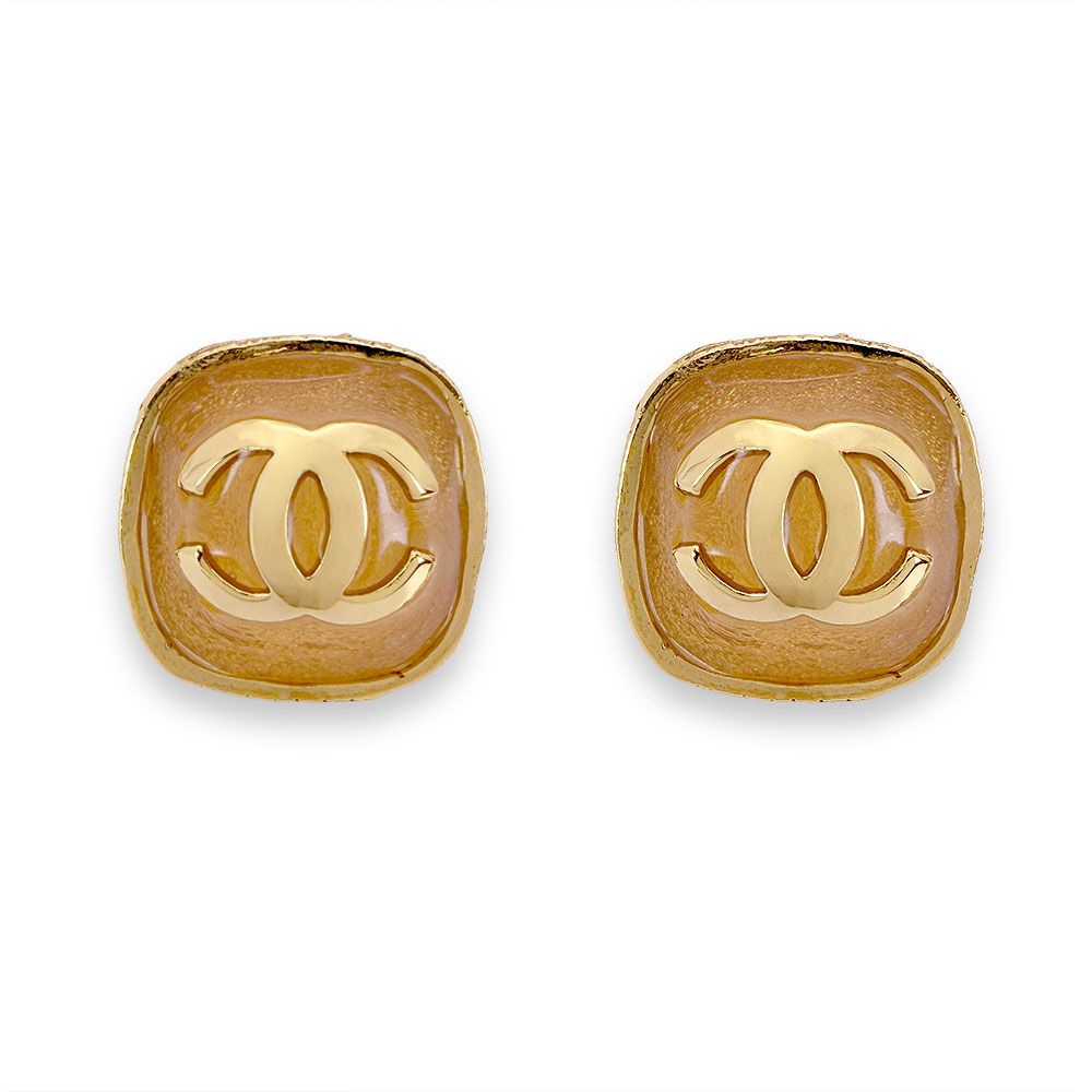 Chanel Square CC Logo Earrings