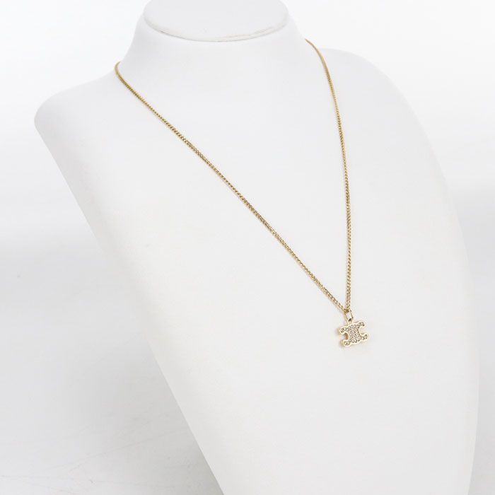 Celine Rhinestone Triomphe Necklace Metal