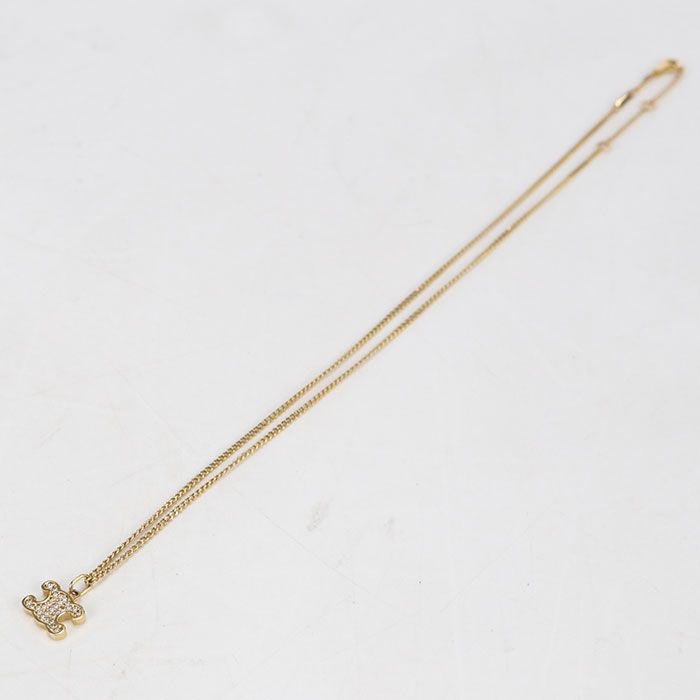 Celine Rhinestone Triomphe Necklace Metal — view 4