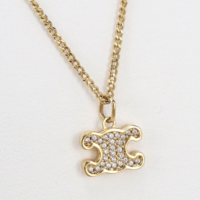 Celine Rhinestone Triomphe Necklace Metal — view 2