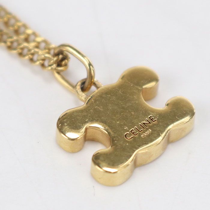Celine Rhinestone Triomphe Necklace Metal — view 3