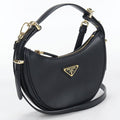 Prada Akesmol Leather 2-Way Triangle Logo Handbag Calfskin