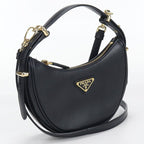 Prada Akesmol Leather 2-Way Triangle Logo Handbag Calfskin