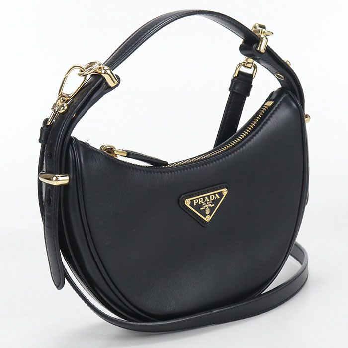 Prada Akesmol Leather 2-Way Triangle Logo Handbag Calfskin