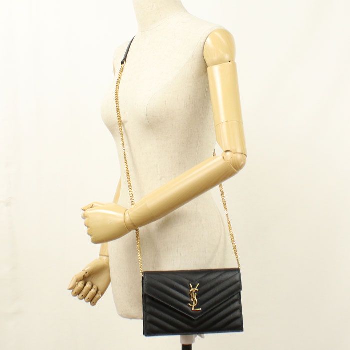 Saint Laurent Cassandra Envelope Chain Wallet Leather Shoulder — view 6
