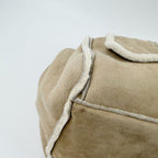 Chanel CC Logo Chain Shoulder Bag Suede Shearling Beige Gold Vintage — view 9