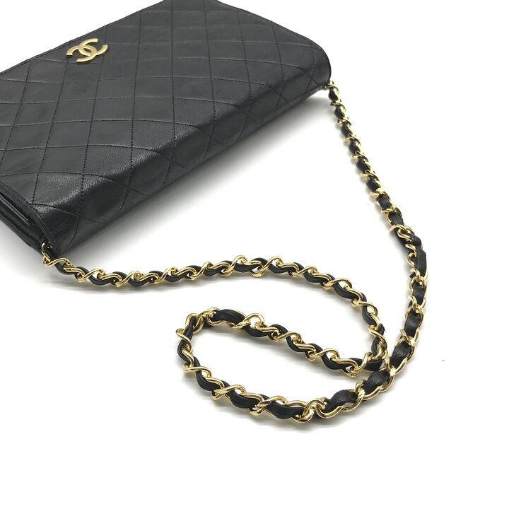 Chanel CC Logo Quilted Push Lock Chain Shoulder Bag Black — view 6