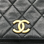 Chanel CC Logo Quilted Push Lock Chain Shoulder Bag Black — view 9