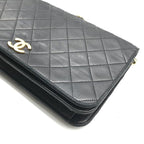 Chanel CC Logo Quilted Push Lock Chain Shoulder Bag Black — view 4