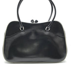 Prada Leather Kiss Lock Hand Bag Black — view 2