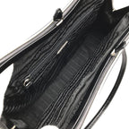 Prada Leather Kiss Lock Hand Bag Black — view 7