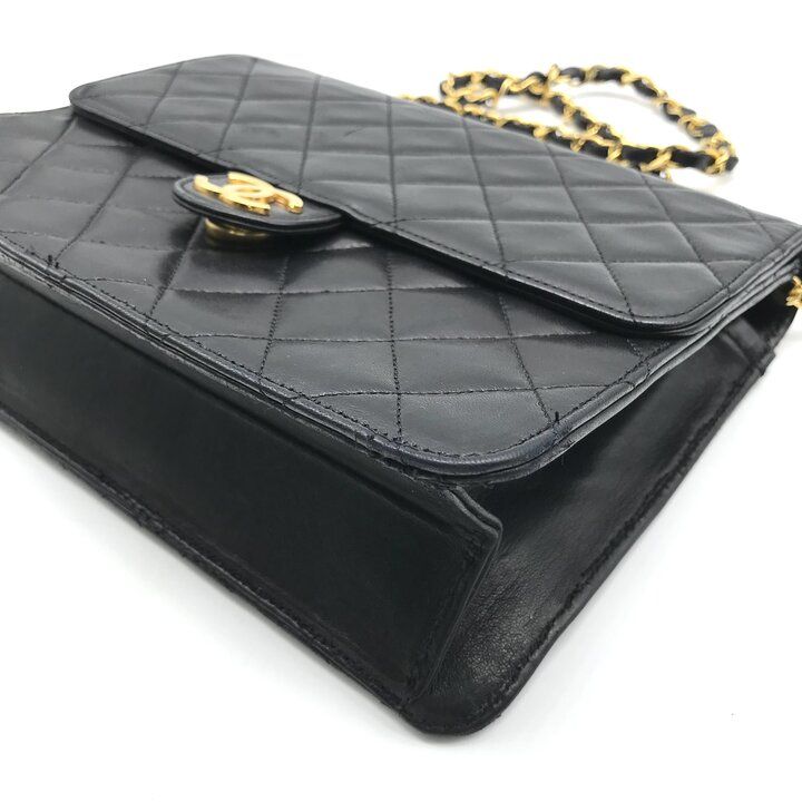 Chanel Quilted CC Logo Chain Shoulder Bag Push Lock Lambskin — view 5