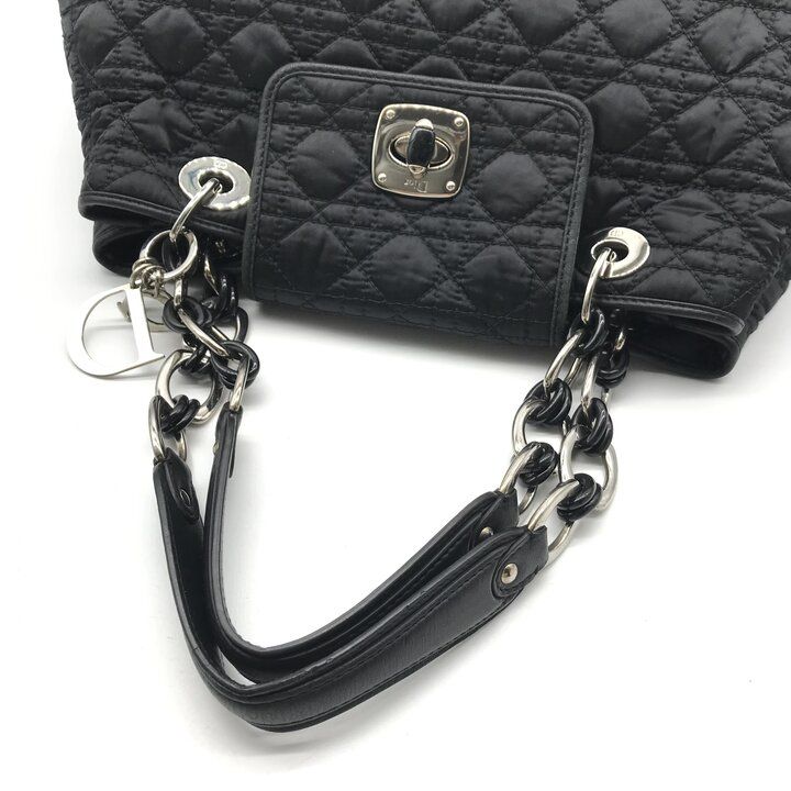 Dior Nylon Cannage Chain Hand Tote Black — view 7