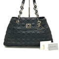 Dior Nylon Cannage Chain Hand Tote Black