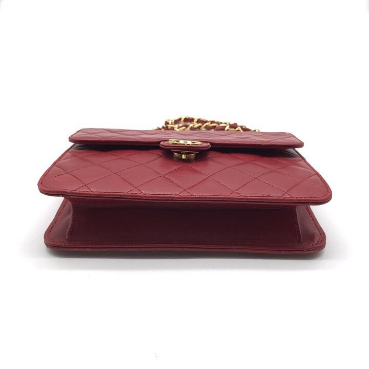 Chanel CC Logo Mini Quilted Push Lock Lambskin Chain Shoulder Bag — view 3