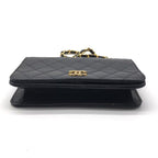 Chanel Mini Quilted CC Logo Chain Shoulder Bag Push Lock Lambskin — view 3