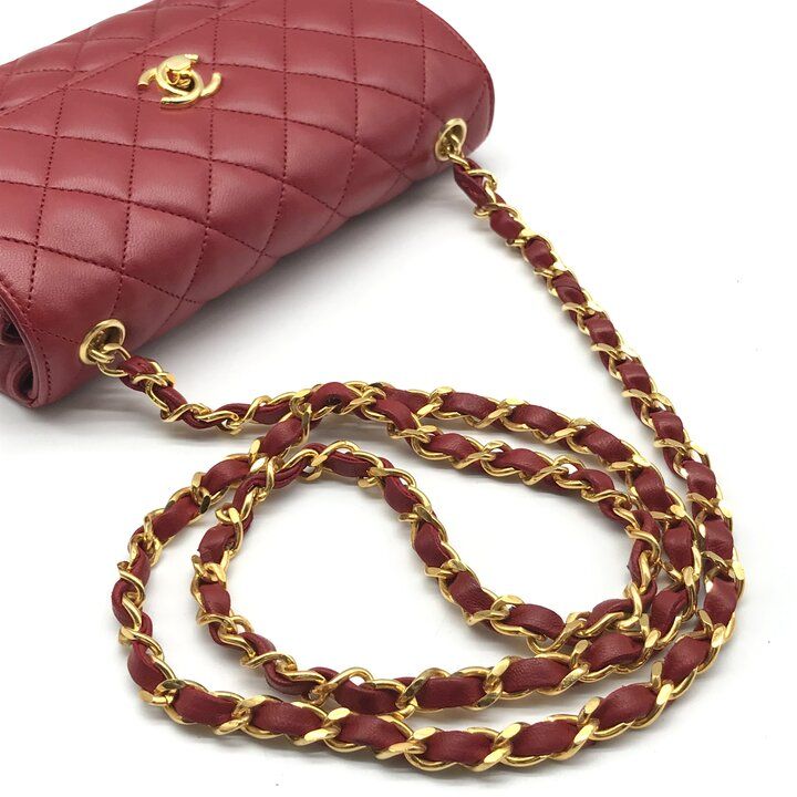 Chanel CC Logo Mini Quilted Turnlock Lambskin Chain Shoulder Bag — view 6