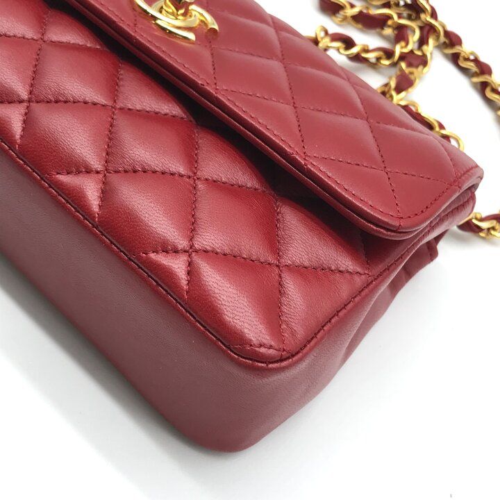 Chanel CC Logo Mini Quilted Turnlock Lambskin Chain Shoulder Bag — view 4