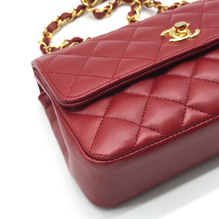 Chanel CC Logo Mini Quilted Turnlock Lambskin Chain Shoulder Bag — view 5