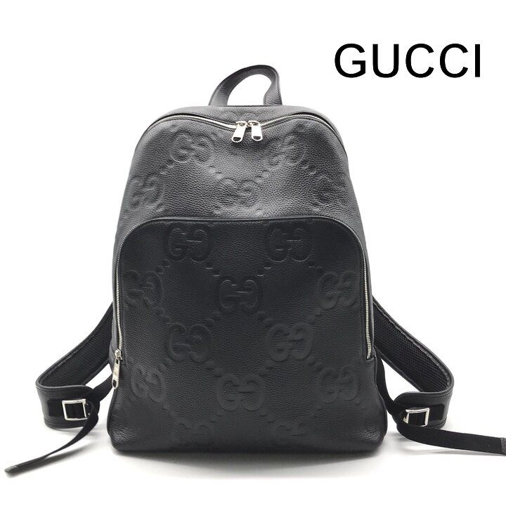 Gucci Jumbo GG Leather Backpack Pack Black