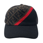 Fendi Knit Baseball Cap FF Zucca Pattern Hat Wool Cotton Black