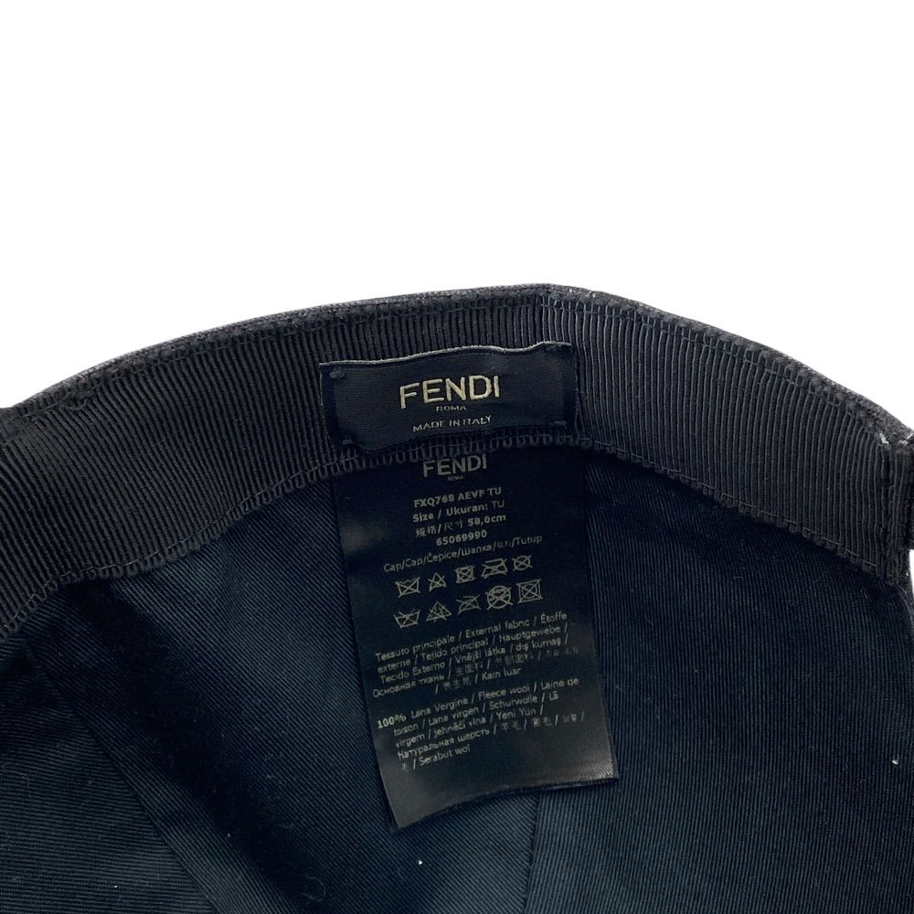 Fendi Knit Baseball Cap FF Zucca Pattern Hat Wool Cotton Black — view 9