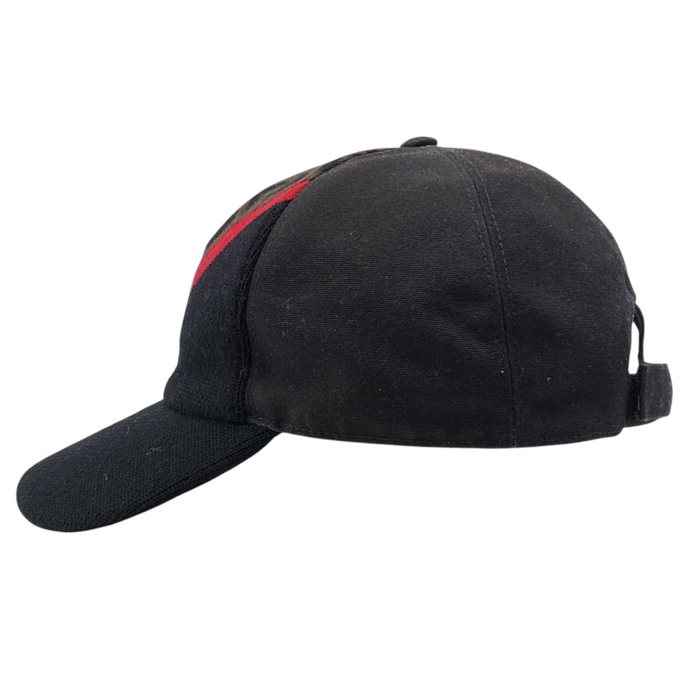 Fendi Knit Baseball Cap FF Zucca Pattern Hat Wool Cotton Black — view 2