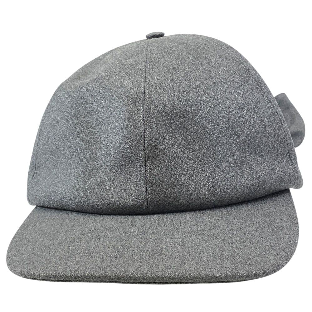 Dior Ribbon Logo Cap Hat Wool Gray