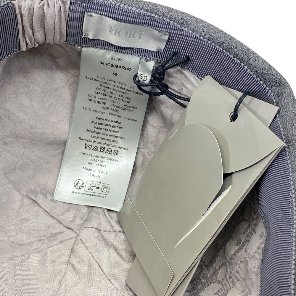 Dior Ribbon Logo Cap Hat Wool Gray — view 8