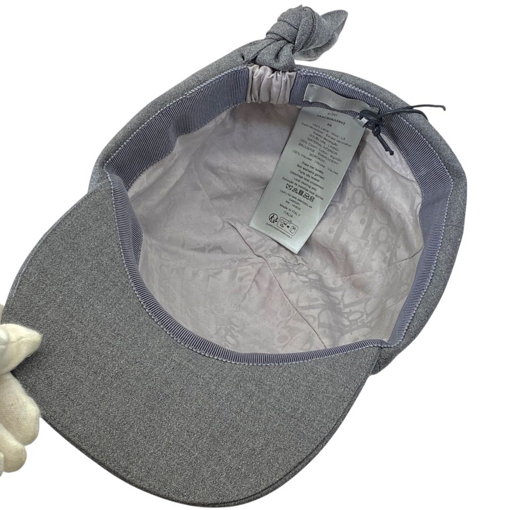 Dior Ribbon Logo Cap Hat Wool Gray — view 5