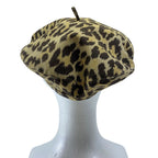 Dior Leopard Pattern Beret Hat Cotton Brown — view 3