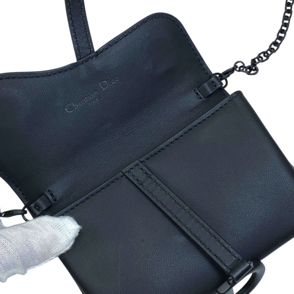 Dior Saddle Nano Pouch Chain Wallet Shoulder Bag Leather Black Practical — view 5