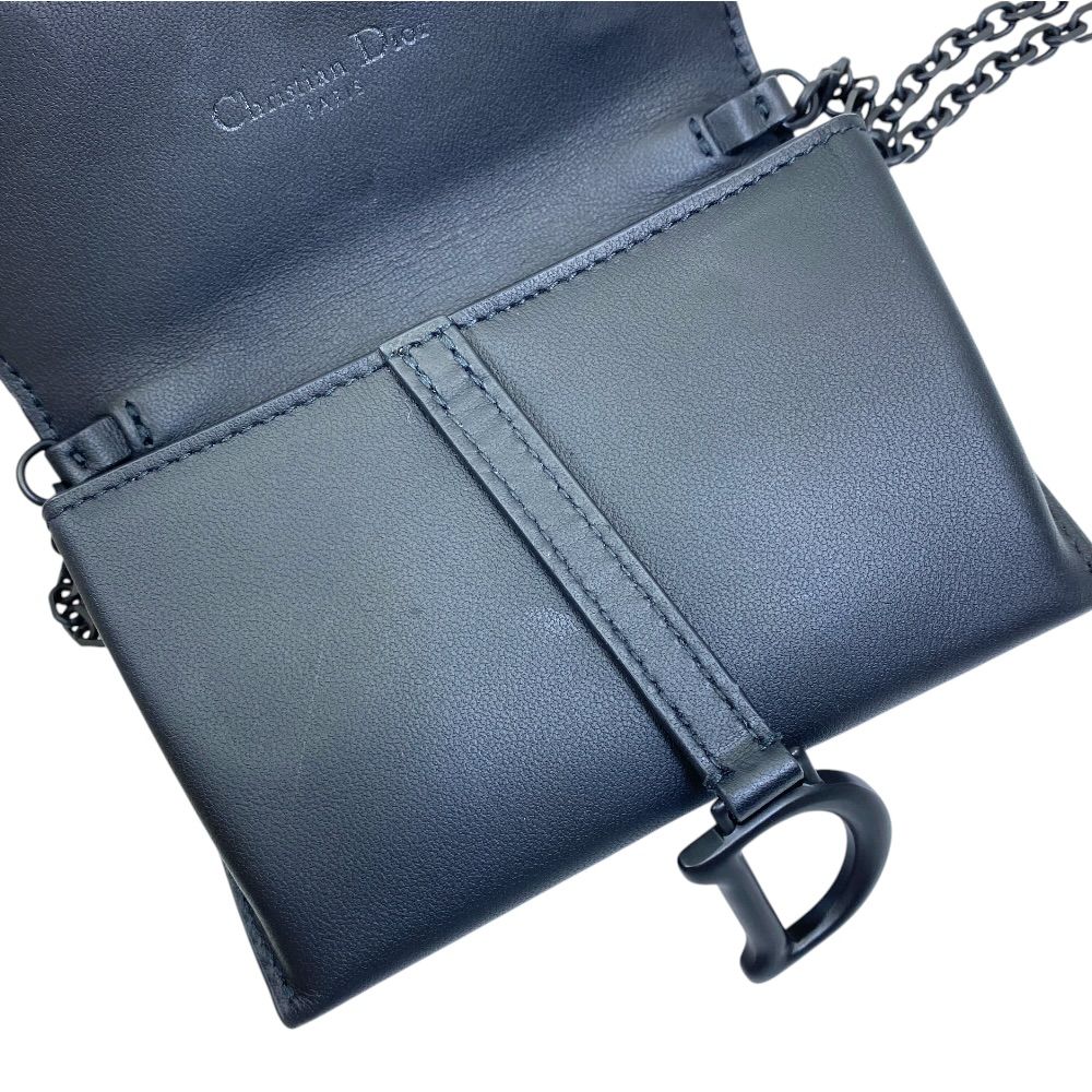 Dior Saddle Nano Pouch Chain Wallet Shoulder Bag Leather Black Practical — view 6