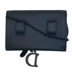 Dior Saddle Nano Pouch Chain Wallet Shoulder Bag Leather Black Practical — view 2