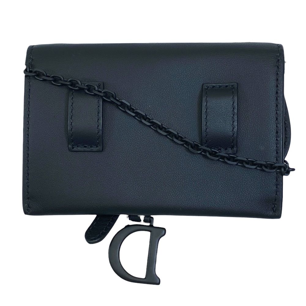 Dior Saddle Nano Pouch Chain Wallet Shoulder Bag Leather Black Practical — view 2