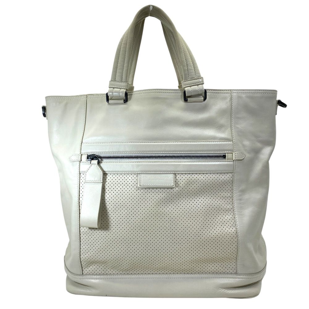 Bottega Veneta Tote Front Perforated Leather Ivory Lightweight