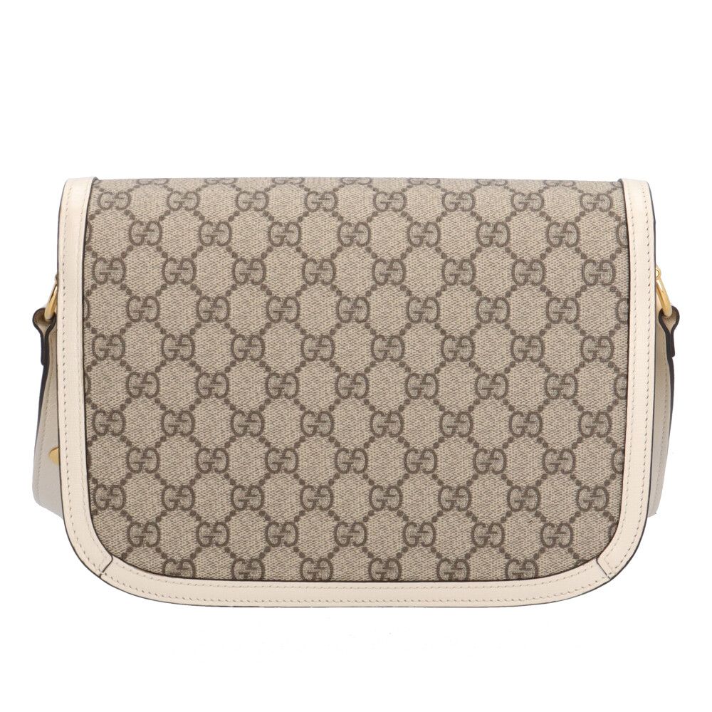 Gucci Horsebit Shoulder Bag GG Supreme Canvas Beige — view 3