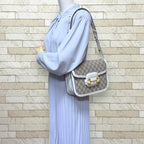 Gucci Horsebit Shoulder Bag GG Supreme Canvas Beige — view 2