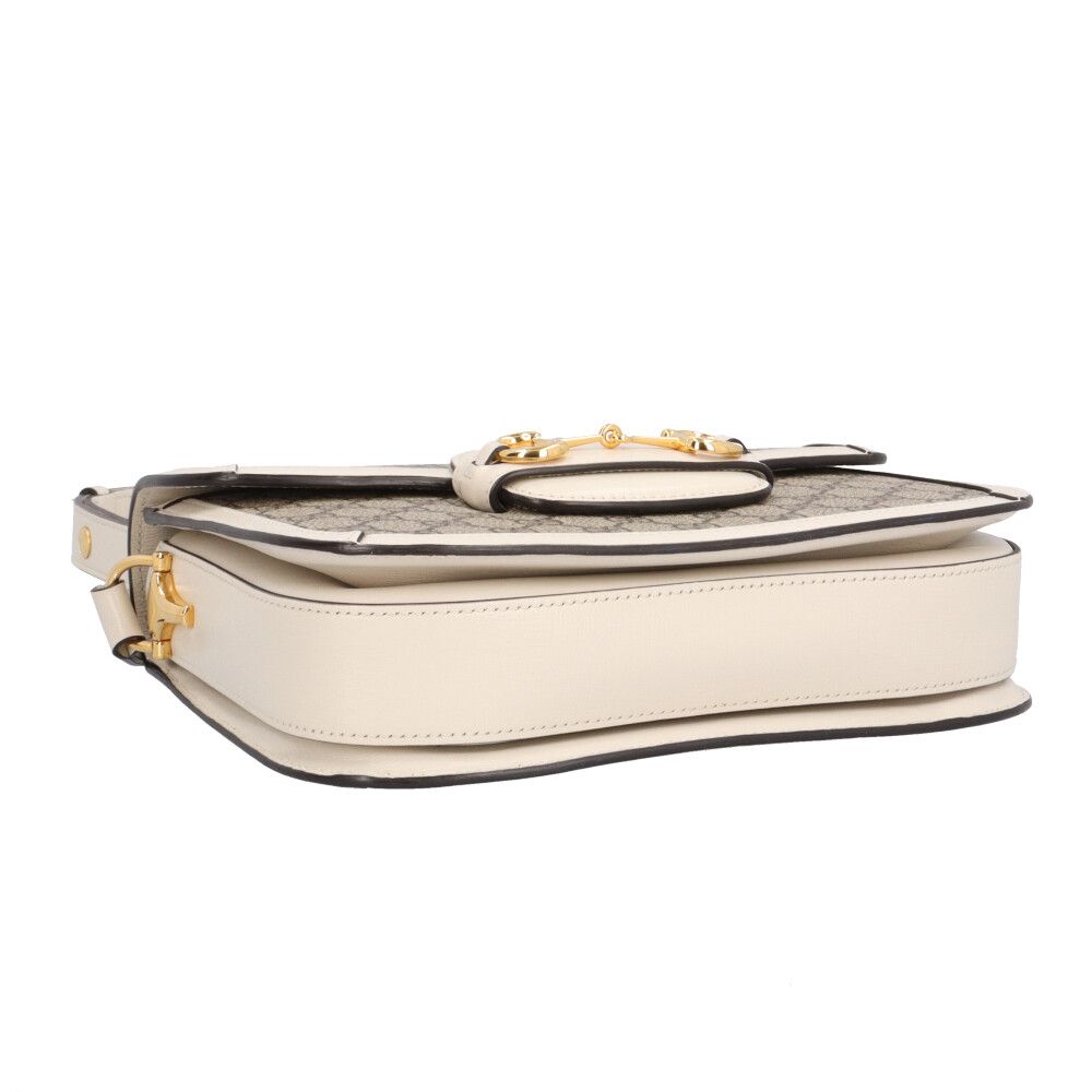 Gucci Horsebit Shoulder Bag GG Supreme Canvas Beige — view 5