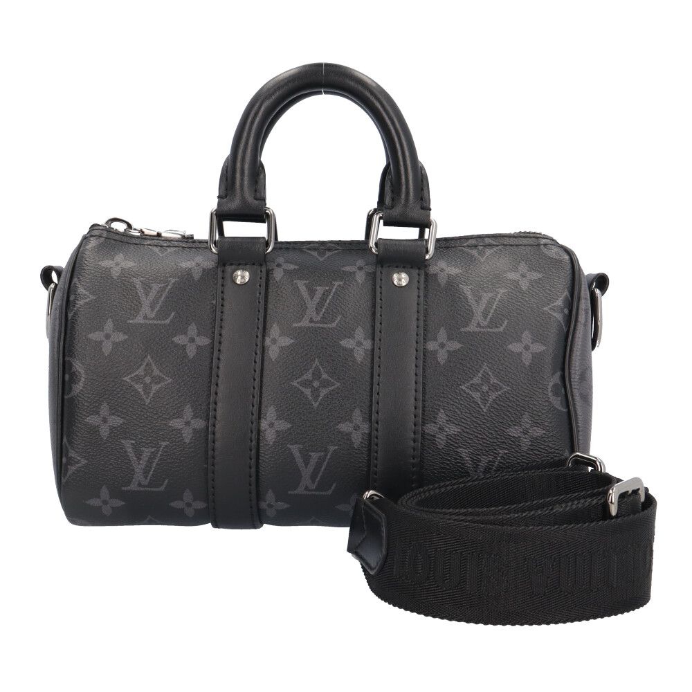 Louis Vuitton Keepall 25 Bandouliere Monogram Eclipse Shoulder Bag Black