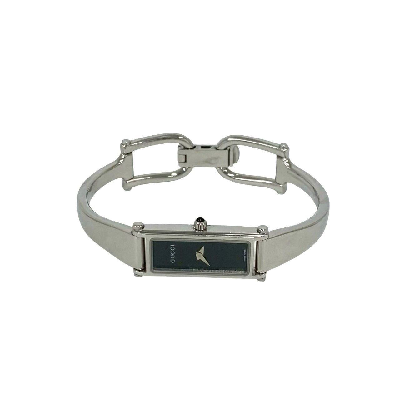 Gucci Bangle Watch Stainless Steel Quartz Wrist Silver Black — view 7