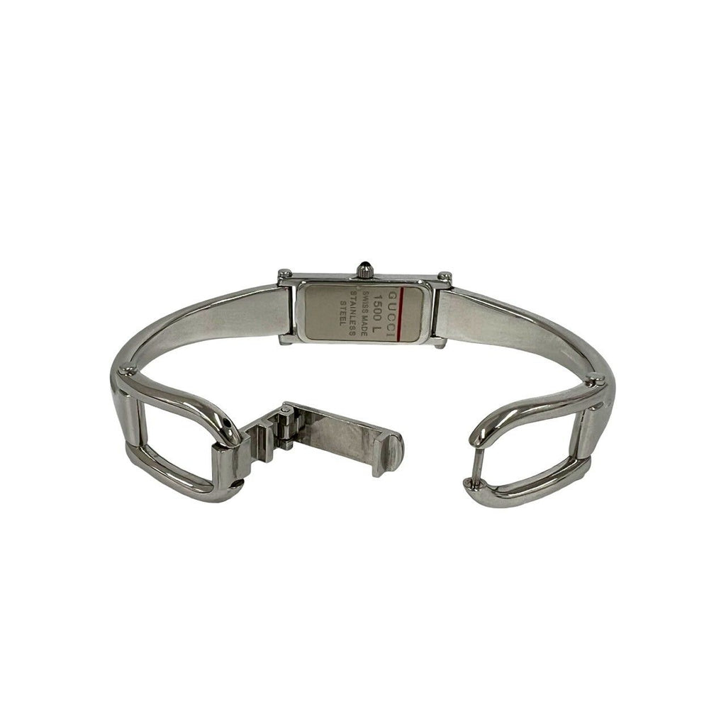 Gucci Bangle Watch Stainless Steel Quartz Wrist Silver Black — view 9