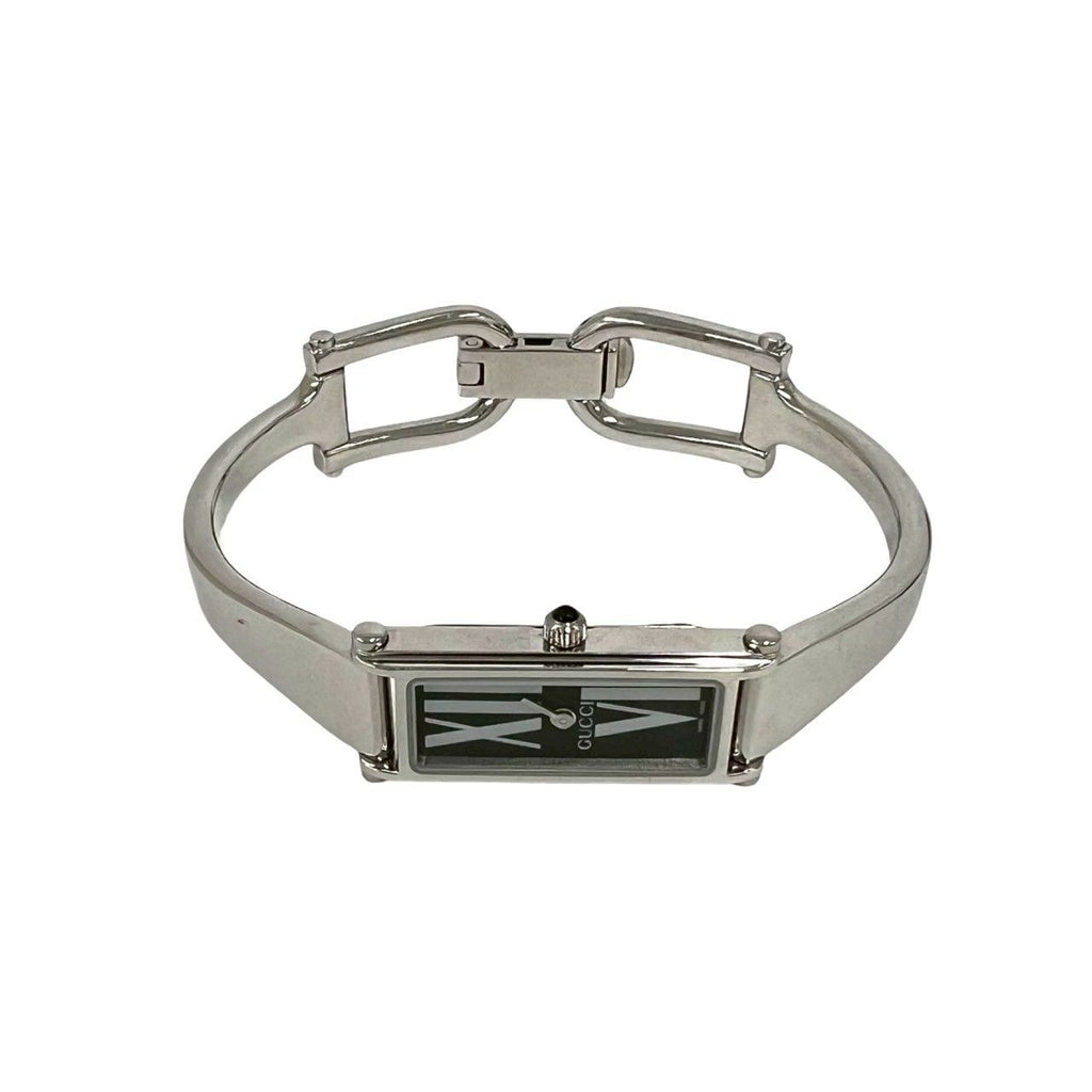 Gucci with Case Bangle Watch Leaf Pattern Stainless Steel Wristwatch Silver — view 7